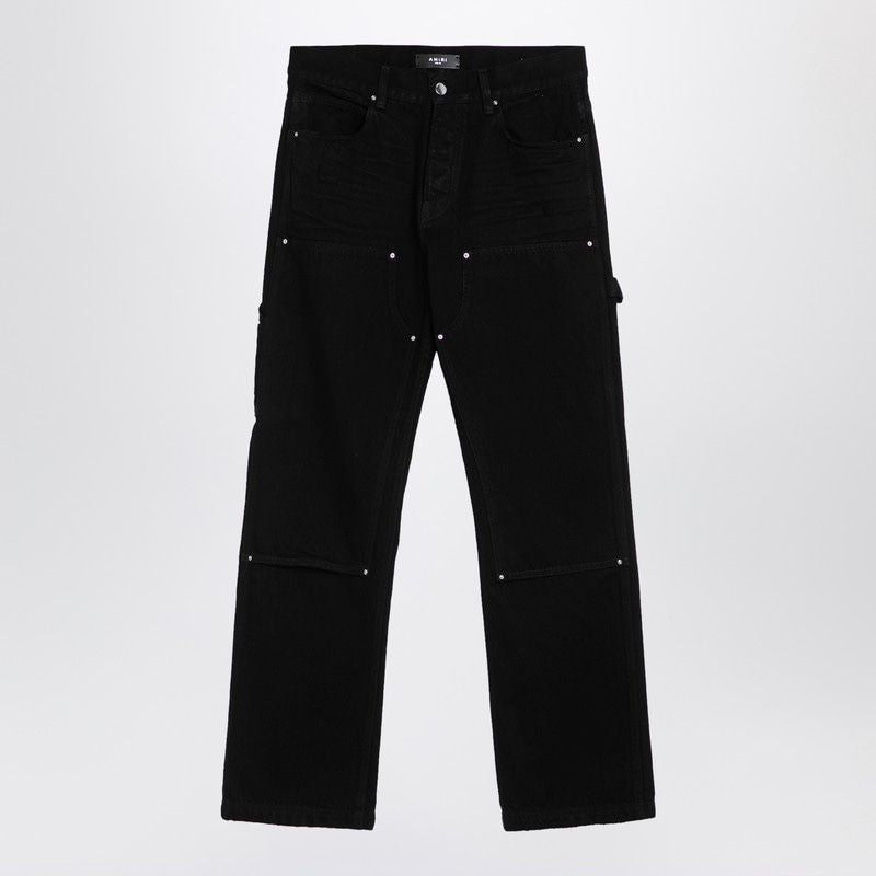 AMIRI Antique Indigo Distressed Straight Jeans with Bandana Pocket Detail