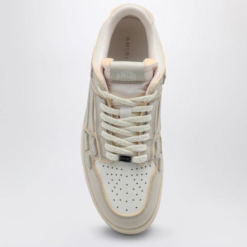 AMIRI Skeltop Low-Top Leather Sneakers in White and Beige