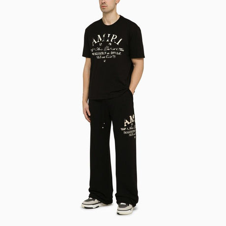 AMIRI Black Cotton Jogging Trousers for Men with Side Logo Print and Leather Label