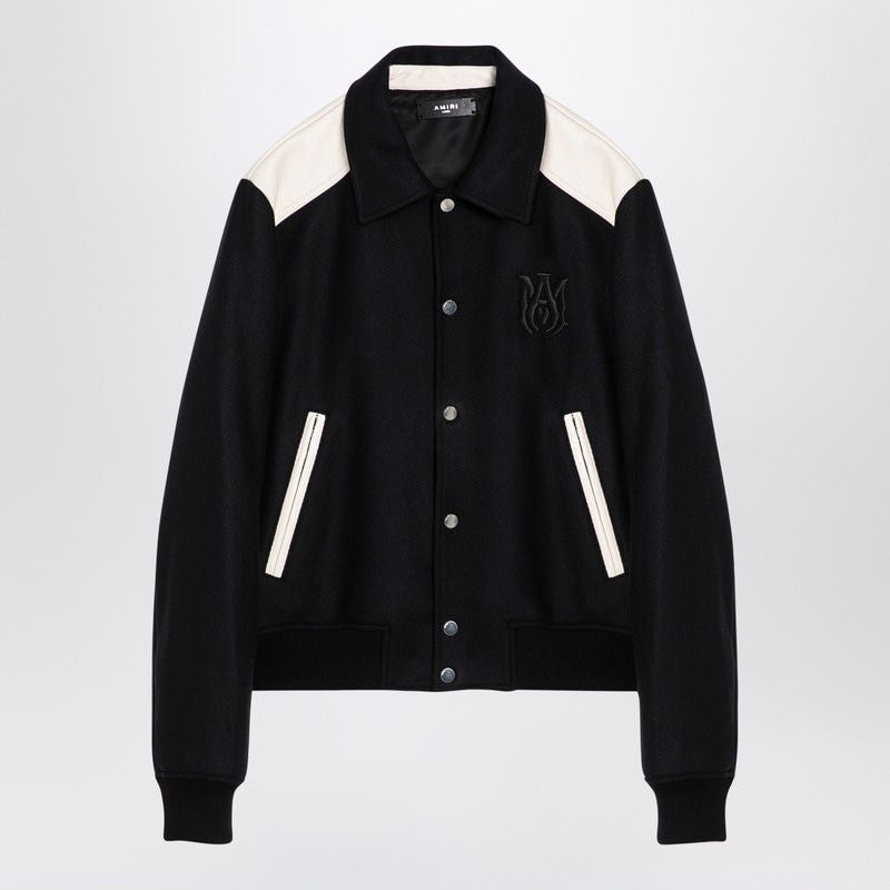 AMIRI Urban Luxe Black Wool Jacket with Leather Accents