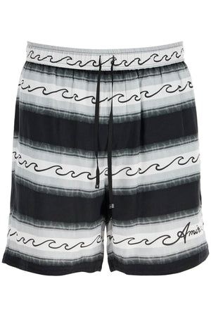 AMIRI Relaxed Fit Baja Stripe Drawstring Bermuda Shorts - Size M