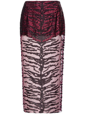 PINKO Mid-Length Sequin Animal Print Skirt