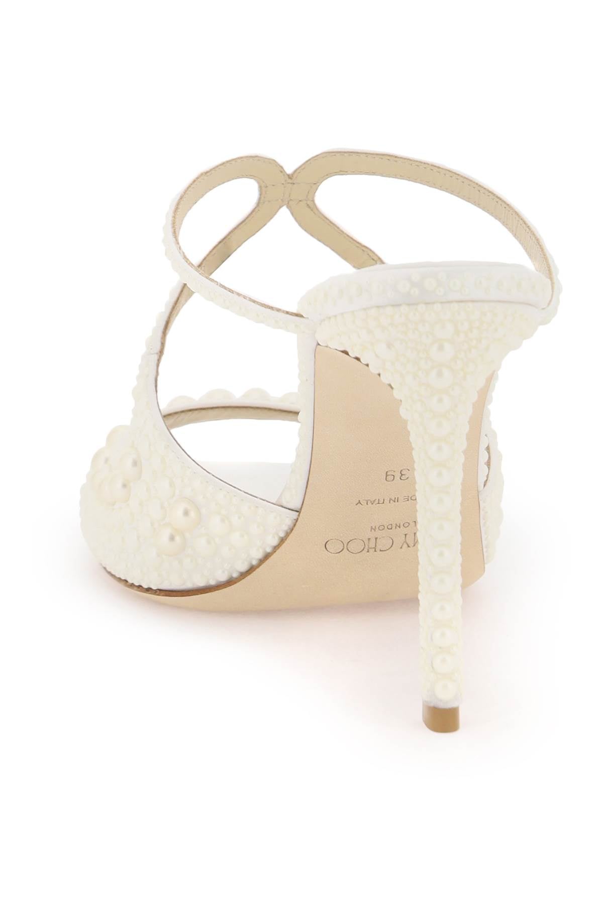 JIMMY CHOO Elegant White Pearl Flat Sandals for Women - SS24 Collection