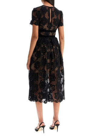 SELF-PORTRAIT Chic Midi Lace Dress with Velvet Bows