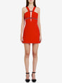 SELF-PORTRAIT Radiant Red Pleated Mini Dress with Diamanté & Bow Accents