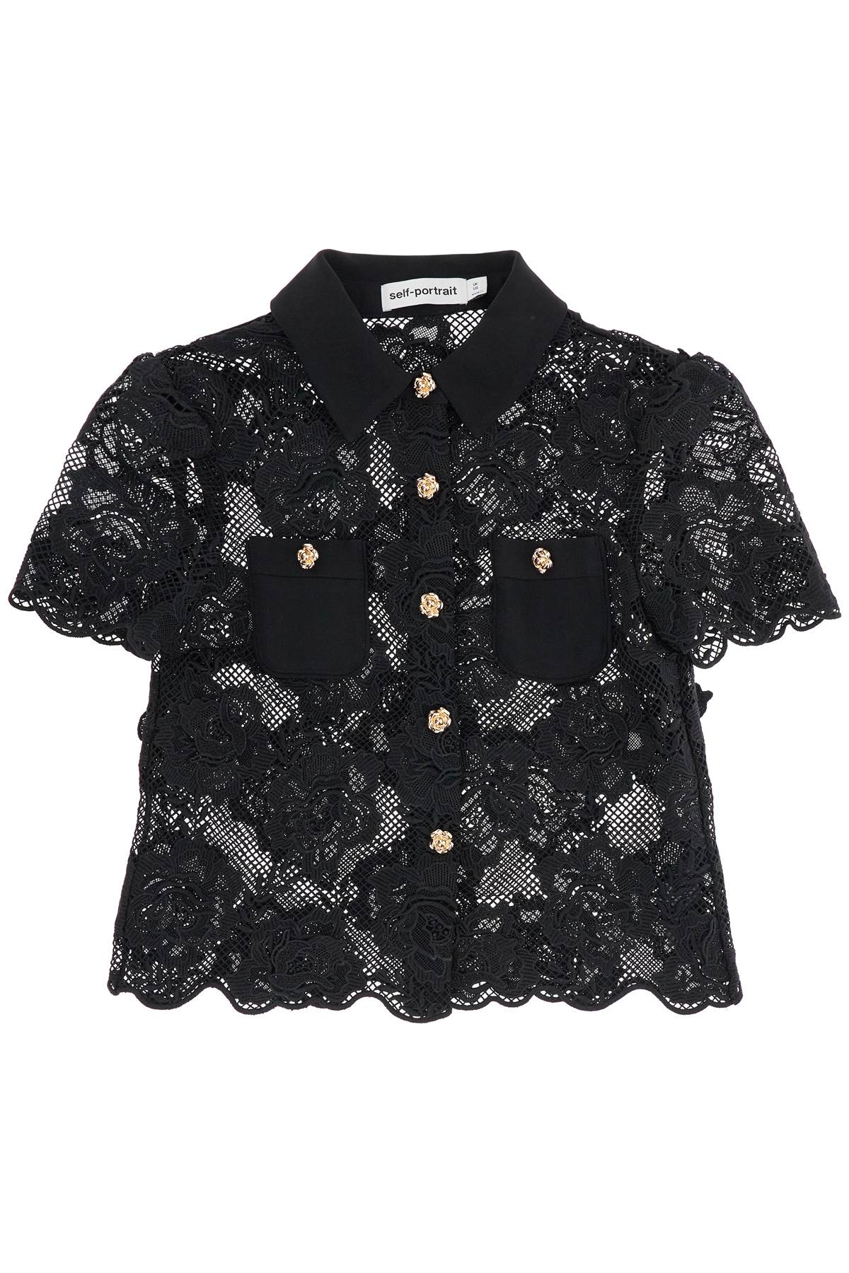 SELF-PORTRAIT Elegant Lace Top with Golden Buttons