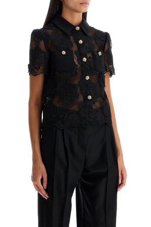 SELF-PORTRAIT Elegant Lace Top with Golden Buttons