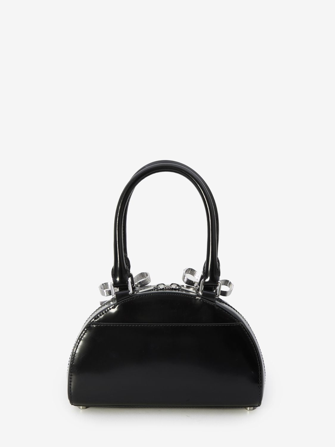 SELF-PORTRAIT Elegant Black Leather Mini Tote with Diamanté Accents - 22x12x7cm