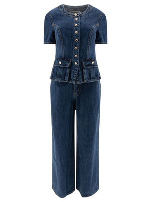 SELF-PORTRAIT Chic Blue Denim Mini Jumpsuit