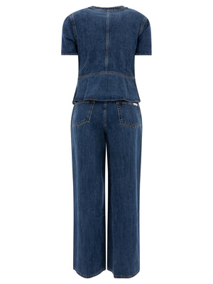 SELF-PORTRAIT Chic Blue Denim Mini Jumpsuit