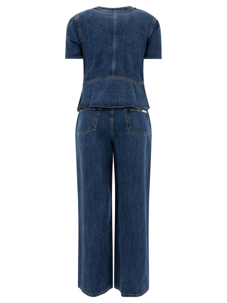 SELF-PORTRAIT Chic Blue Denim Mini Jumpsuit