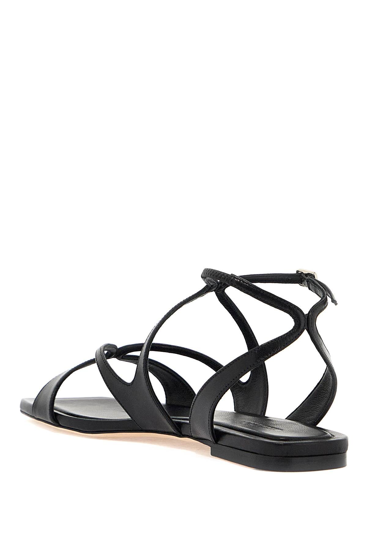 JIMMY CHOO Ayla Flat Sandals - Women's Black Leather Sculpted Strap Sandals for FW24