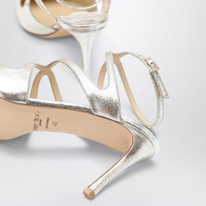 JIMMY CHOO Champagne Sparkle 75 Pumps with Strappy Design