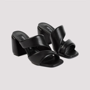 SERGIO ROSSI Elegant Black Sandals for Women with 8cm Heel for SS24 Season