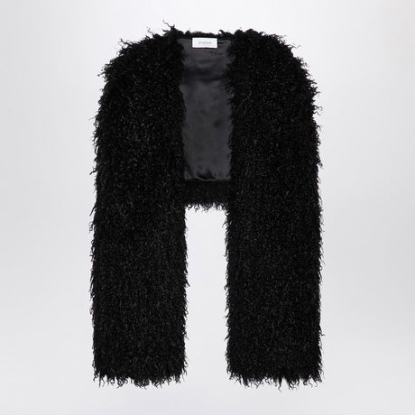 MAX MARA SPORTMAX Chic Black Faux Fur Shrug with Crop Design for Women