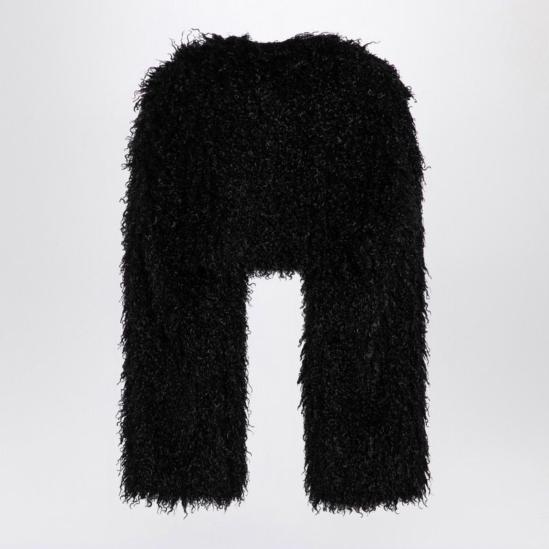 MAX MARA SPORTMAX Chic Black Faux Fur Shrug with Crop Design for Women