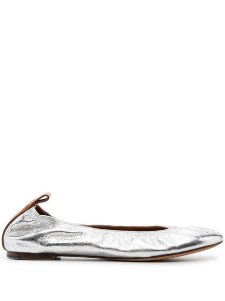 LANVIN Metallic Leather Ballerina Flats