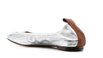 LANVIN Metallic Leather Ballerina Flats