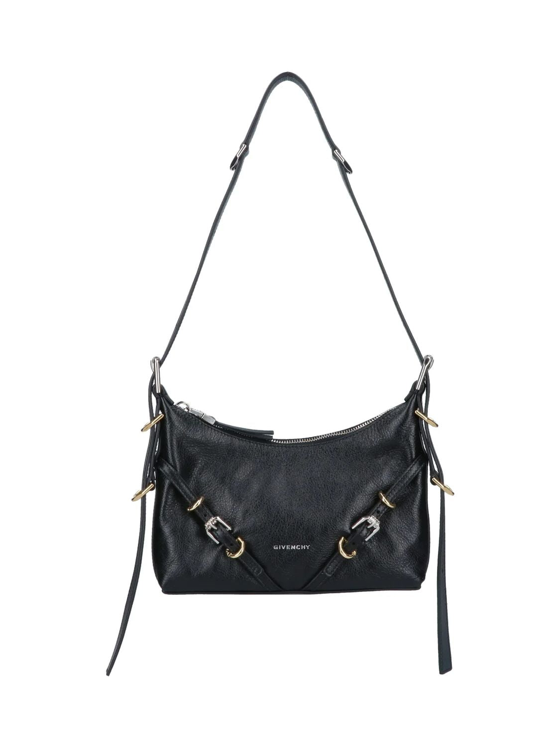 GIVENCHY Mini Leather Handbag with Decorative Buckles and Adjustable Handle