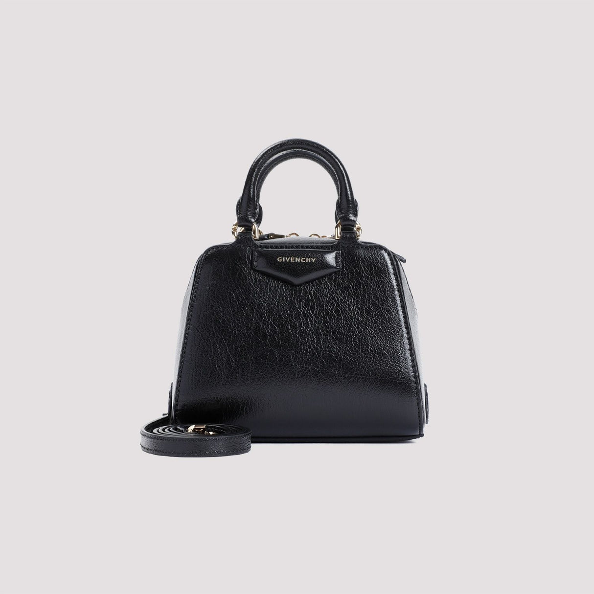 GIVENCHY Elegant Mini Top Handle Handbag in Black Buffalo Leather (6.5"x5.1"x3.9")