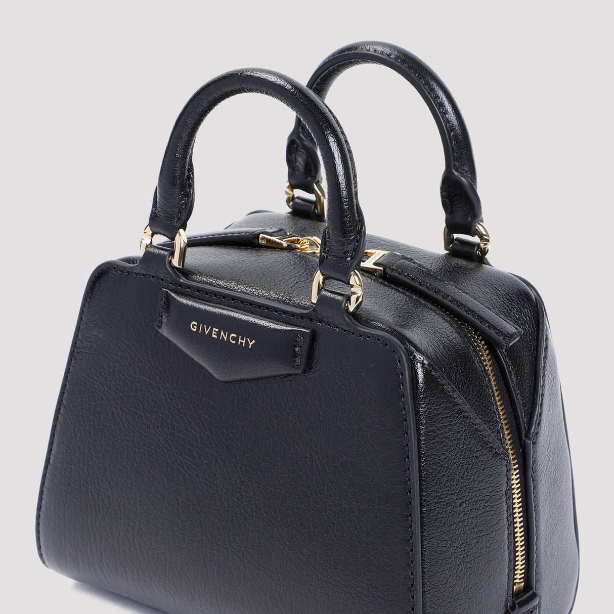 GIVENCHY Elegant Mini Top Handle Handbag in Black Buffalo Leather (6.5"x5.1"x3.9")