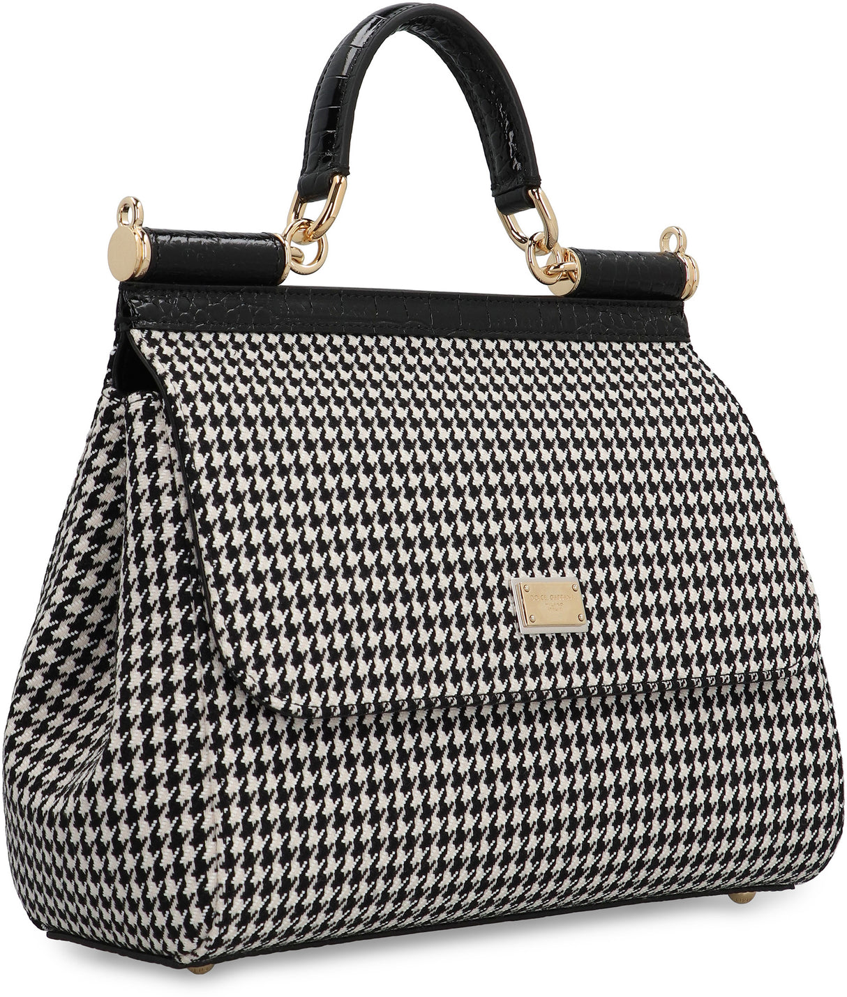 DOLCE & GABBANA Grande Handbag with Houndstooth Pattern - 25 CM