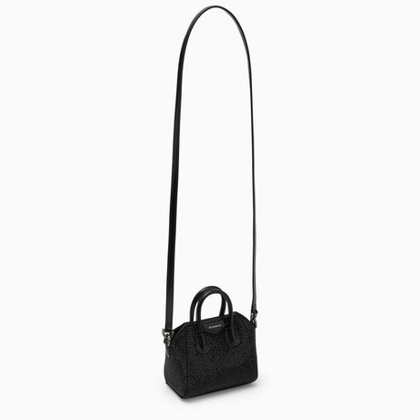 GIVENCHY Black Satin Rhinestone-Covered Micro Handbag for Women - SS24