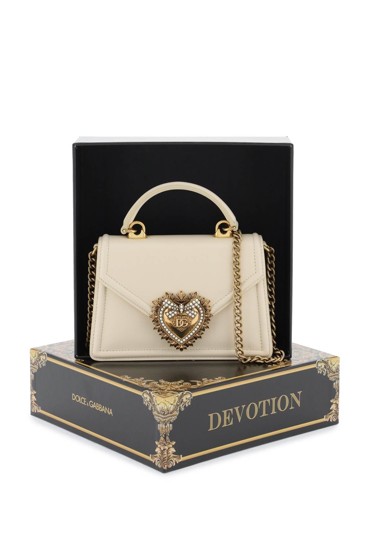 DOLCE & GABBANA Mini Leather Handbag with Sacred Heart Detail