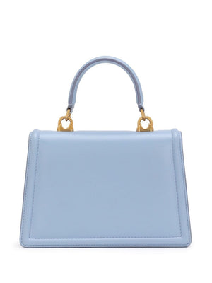 DOLCE & GABBANA Devotion Mini Leather Handbag in Baby Blue