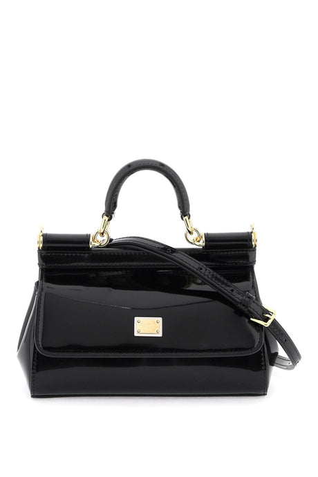 DOLCE & GABBANA Elegant Black Patent Leather Handbag