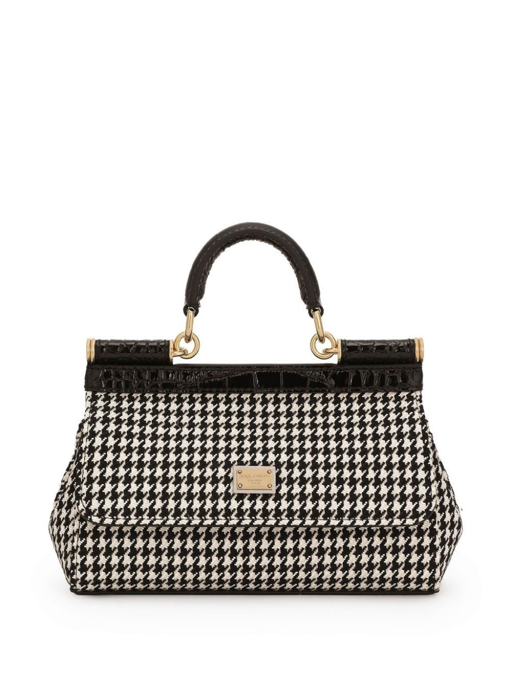 DOLCE & GABBANA Mini Houndstooth Tote Handbag