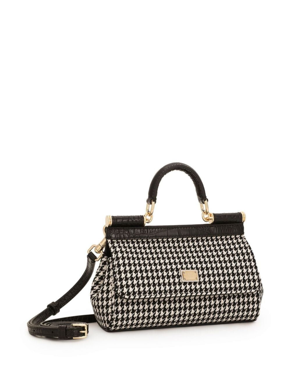 DOLCE & GABBANA Mini Houndstooth Tote Handbag