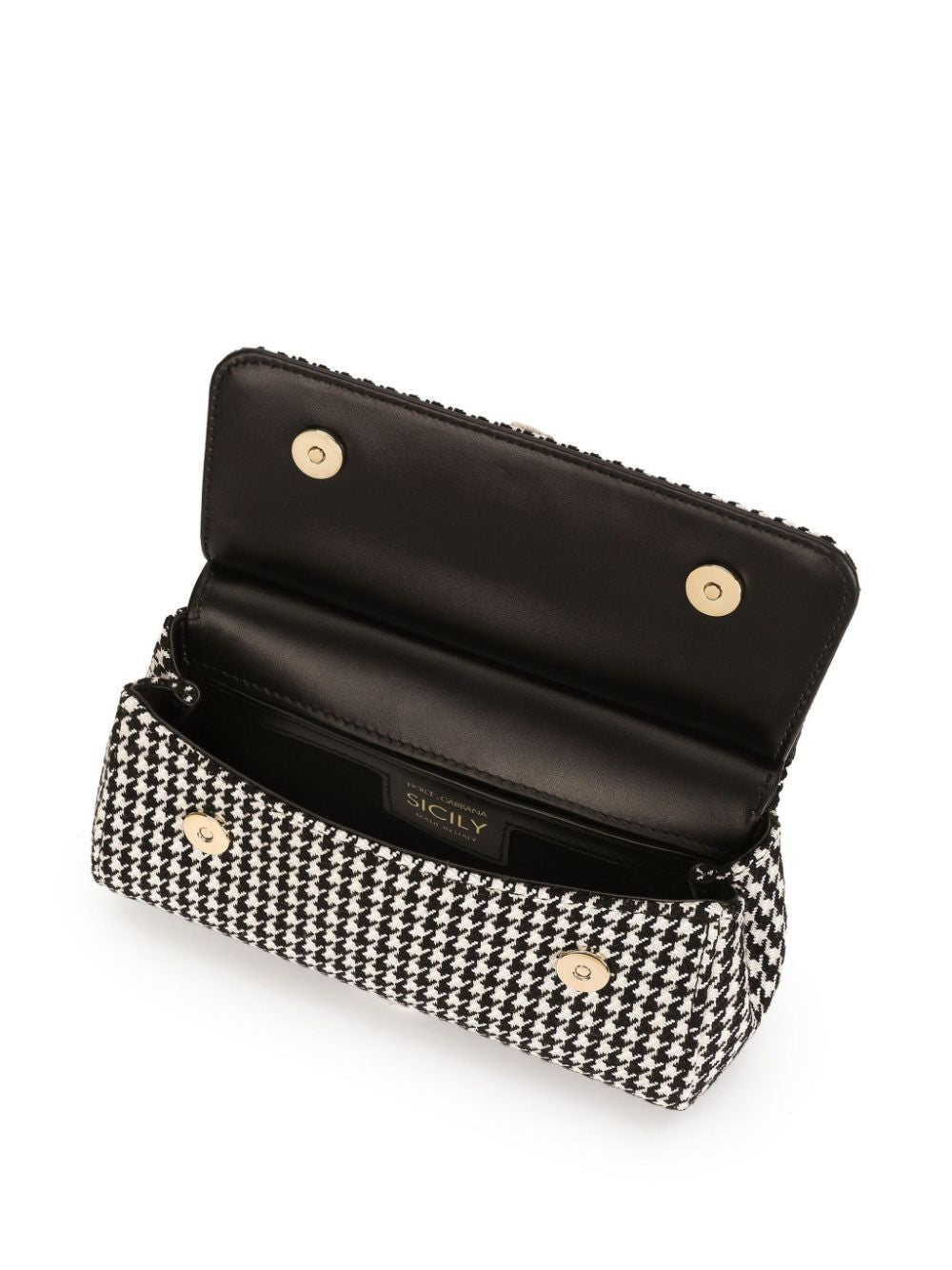 DOLCE & GABBANA Mini Houndstooth Tote Handbag