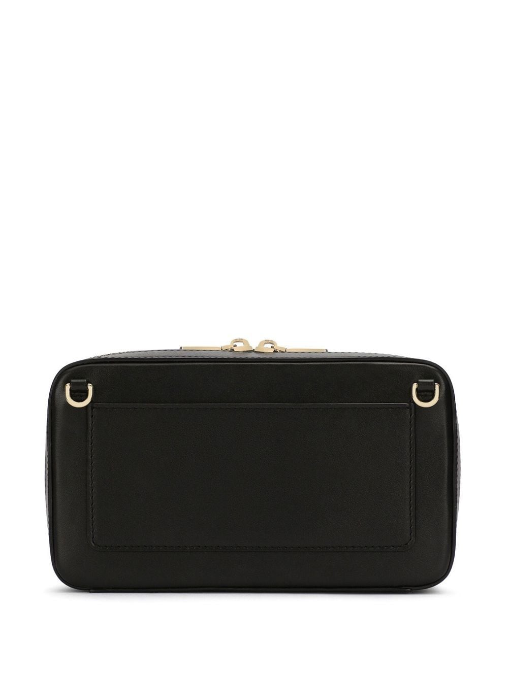 DOLCE & GABBANA Elegant Black Leather Camera Bag with Embossed Logo