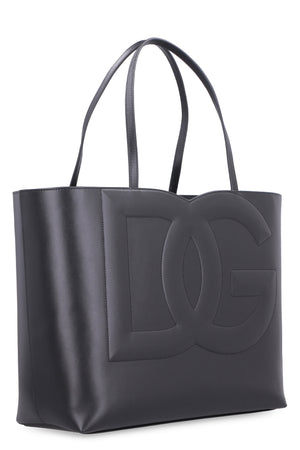 DOLCE & GABBANA Quilted Logo Leather Tote