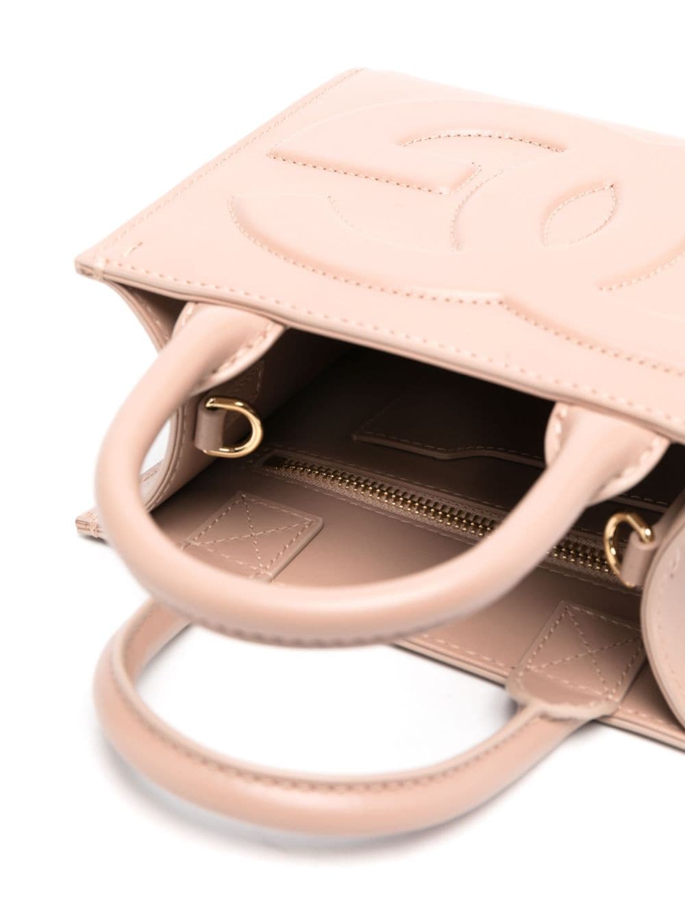 DOLCE & GABBANA Pale Pink Mini Daily Leather Tote with Gold-Tone Hardware, Removable Strap - 17.5x16.5x8 cm