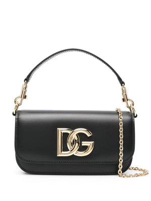 DOLCE & GABBANA Sleek Leather Handbag for Women with Magnetic Closure and Detachable Handle