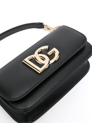 DOLCE & GABBANA Sleek Leather Handbag for Women with Magnetic Closure and Detachable Handle