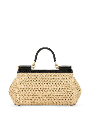 DOLCE & GABBANA Small Sicily Mini Handbag in NaturBlack Python