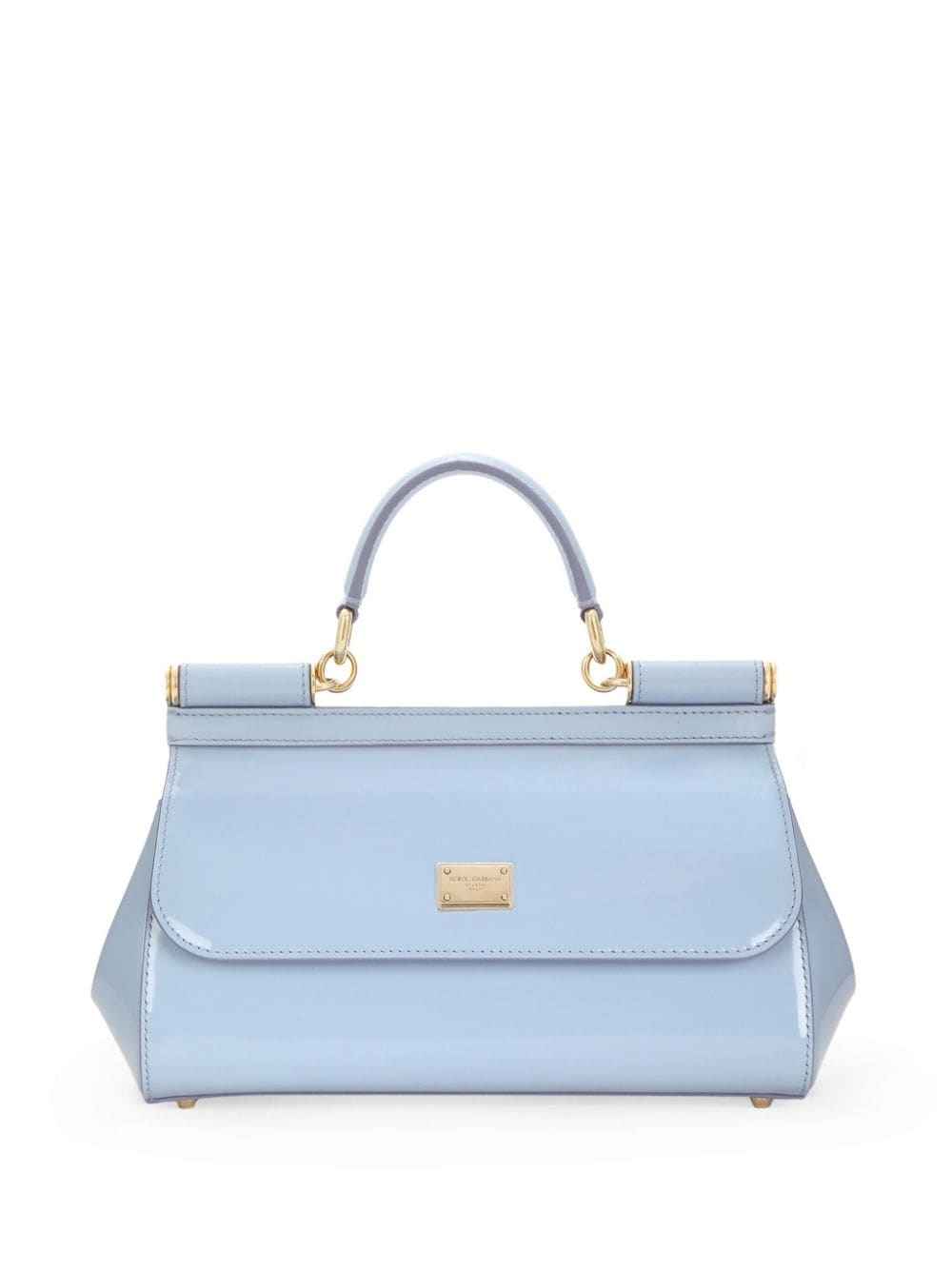 DOLCE & GABBANA Sicilian Shine Mini Leather Handbag in Baby Blue