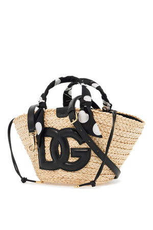 DOLCE & GABBANA Kendra Raffia Tote with Leather Accents