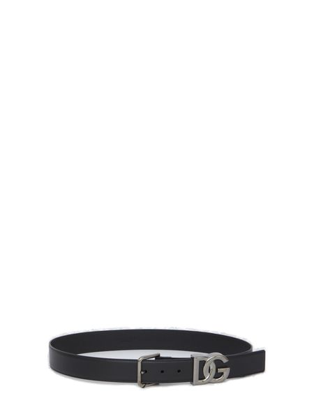 DOLCE & GABBANA Classic Black Leather Belt for Men - SS23 Collection