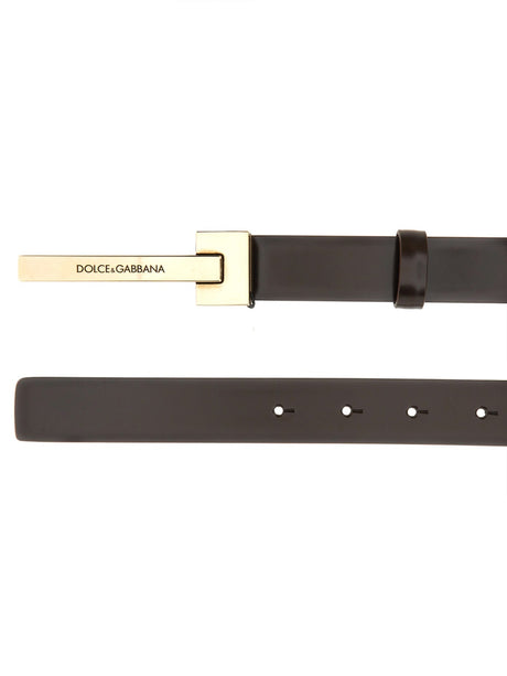 DOLCE & GABBANA Classic Leather Logo Belt for Men