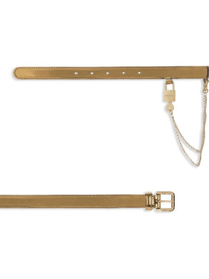 DOLCE & GABBANA Golden Patent Leather Chain-Link Belt for Women