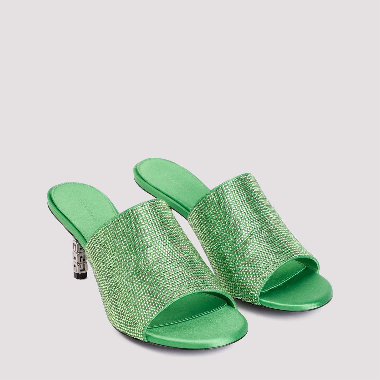 GIVENCHY Green Satin Strass Sandals for Women - FW23 Collection