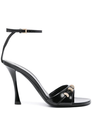 GIVENCHY Black Crystal Embellished Leather Sandals