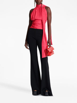 BALMAIN Fuchsia Pink Draped Sleeveless Blouse for Women - FW23 Collection