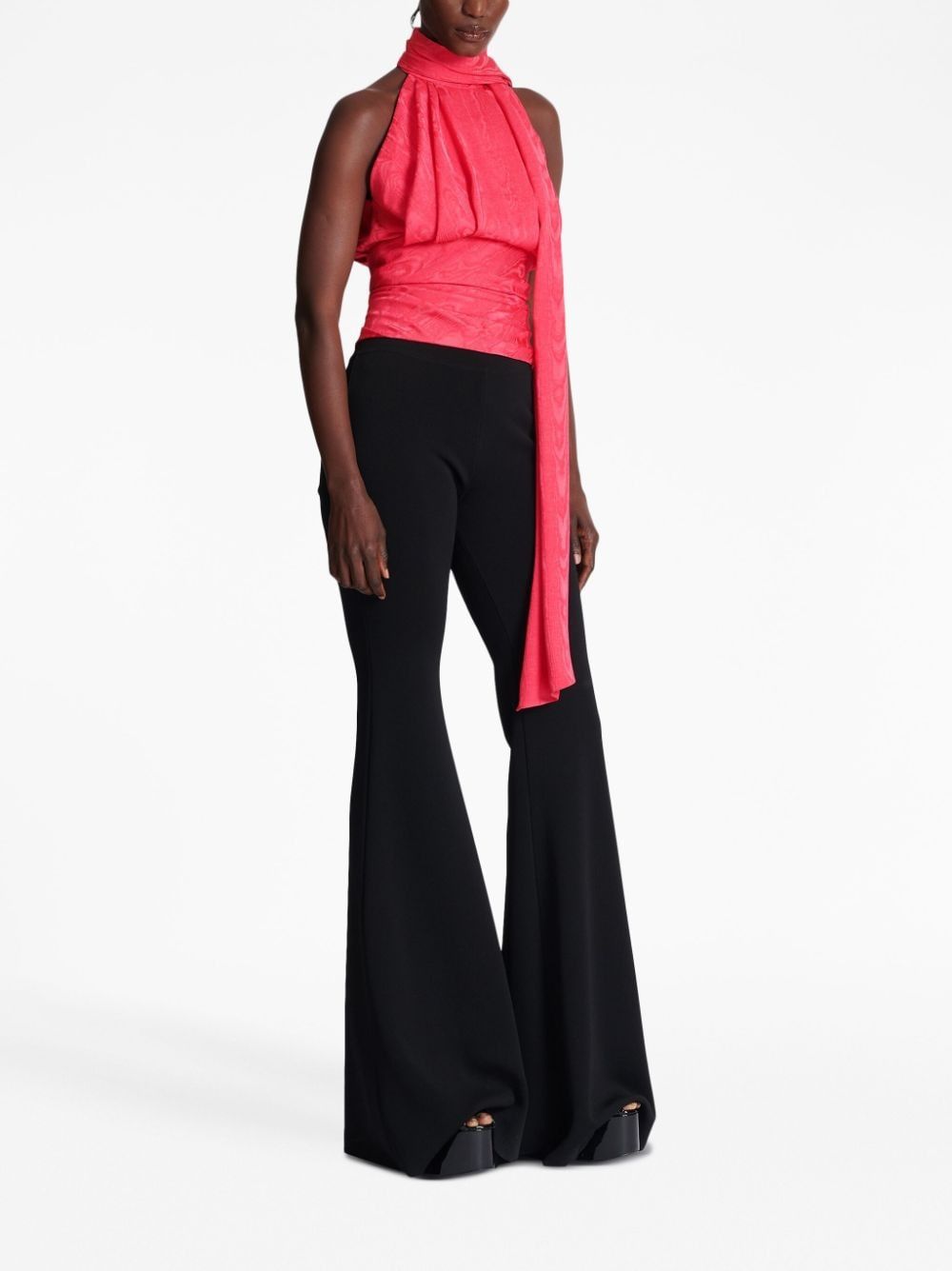 BALMAIN Fuchsia Pink Draped Sleeveless Blouse for Women - FW23 Collection