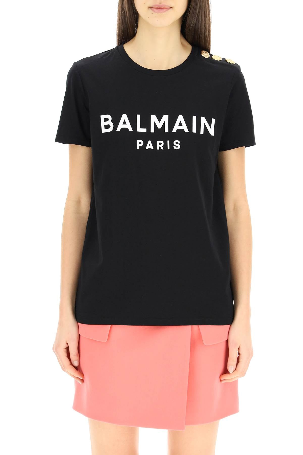 BALMAIN Lightweight Crew-Neck T-Shirt with Gold-Tone Buttons - Regular Fit