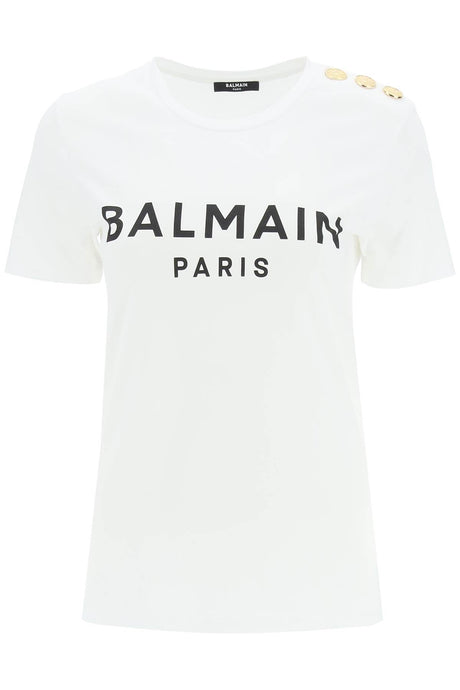 BALMAIN Embellished Button Crew-Neck T-Shirt for Women